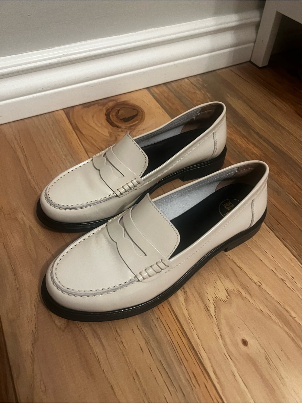 Women's Cream Penny Loafers - genuine leather